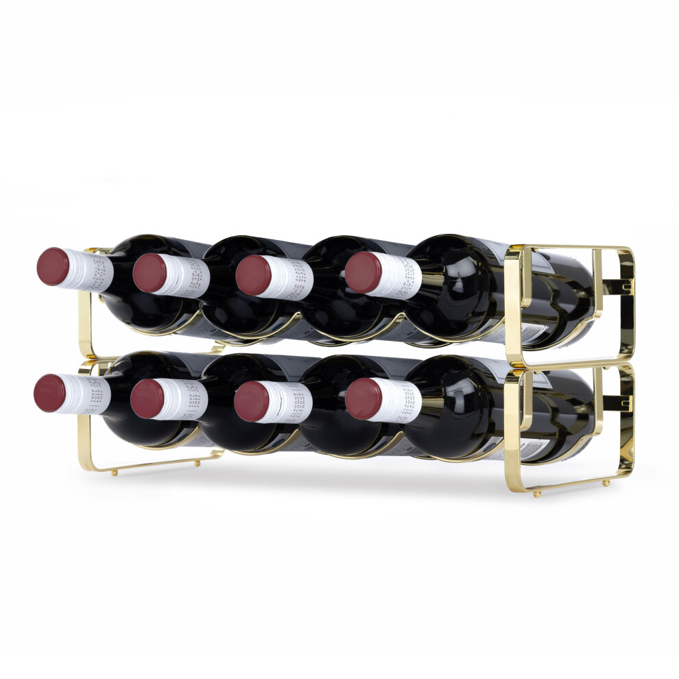 Livivo (Gold) Stackable Wine Rack - Stylish Metal Storage Display For 8 Bottles Gold