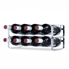 (SILVER) LIVIVO Stackable Wine Rack - Stylish Metal Storage Display for 8 Bottles