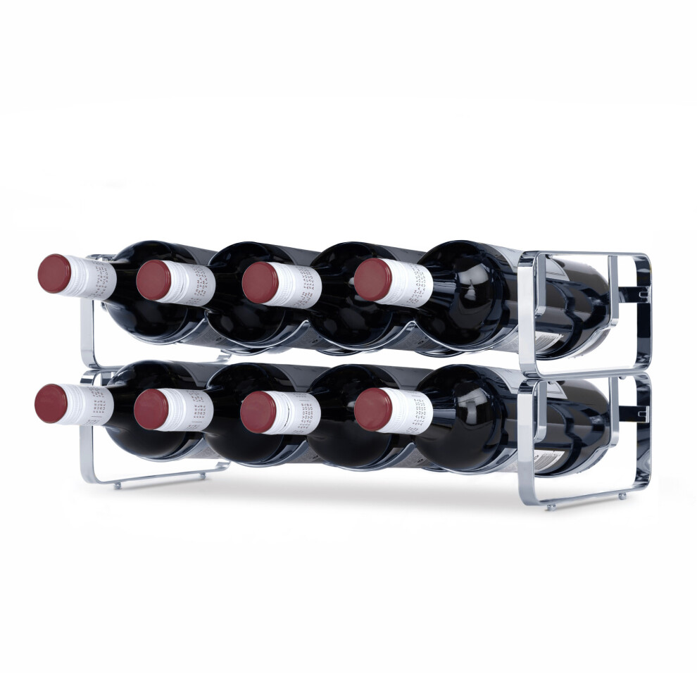 Livivo (Silver) Stackable Wine Rack - Stylish Metal Storage Display For 8 Bottles Silver