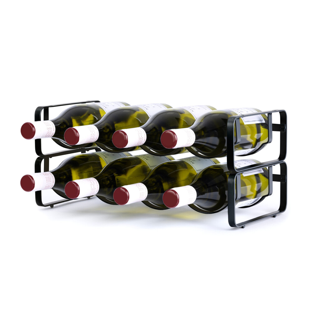 Livivo (Black) Stackable Wine Rack - Stylish Metal Storage Display For 8 Bottles Black