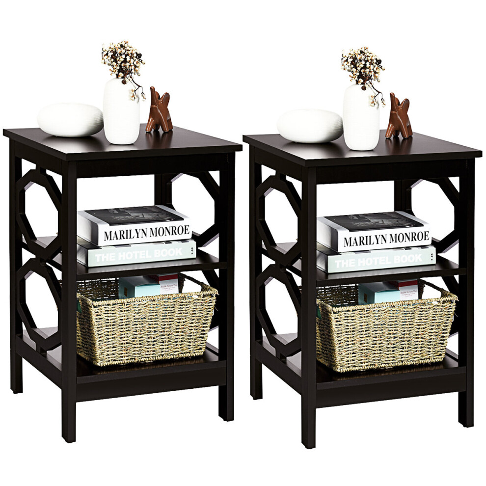 3-Tier Nightstand Sofa Bed Side Table Multifunctional Storage Stand