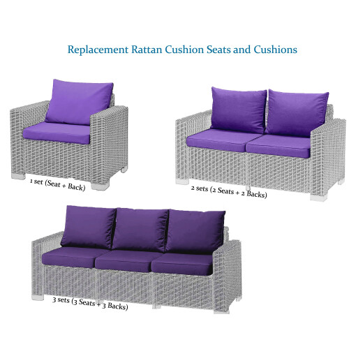 Replacement Rattan Cushion Pads Purple Will Fit Keter Allibert