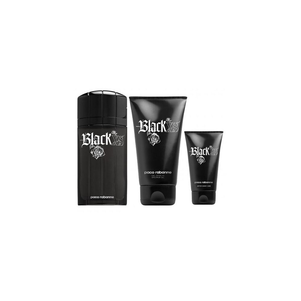 Paco Black Xs 3 Pcs Set For Men: 3.4 Edt Sp + 5.1 Shower Gel + 2.5 Aftershave Care