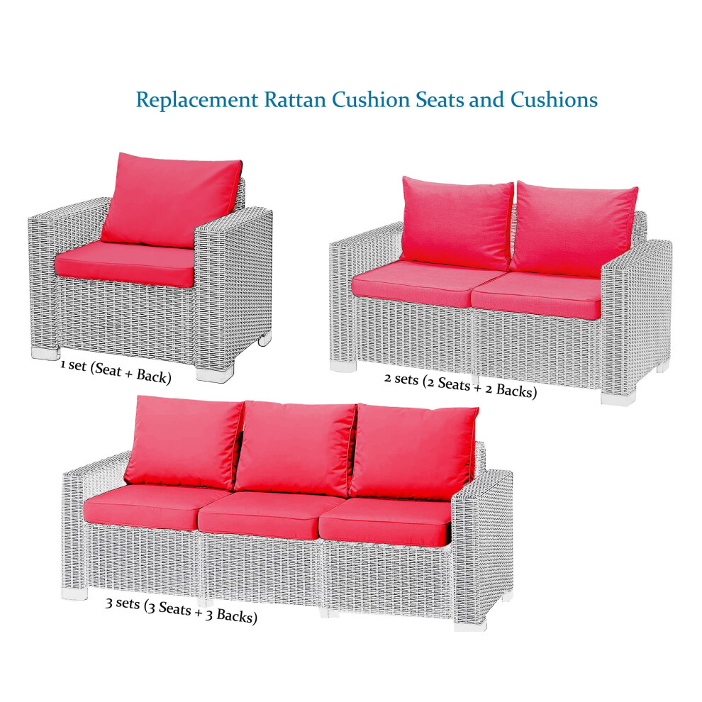 (Cushion Only) Replacement Rattan Cushion Pads Red Will Fit Keter Allibert California Garden Patio Furniture