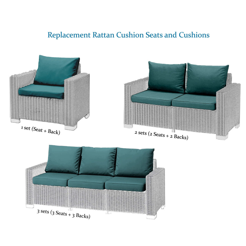 (Seat+Cushion 4 Sets) Replacement Rattan Cushion Pads Green Will Fit Keter Allibert California Garden Patio Furniture