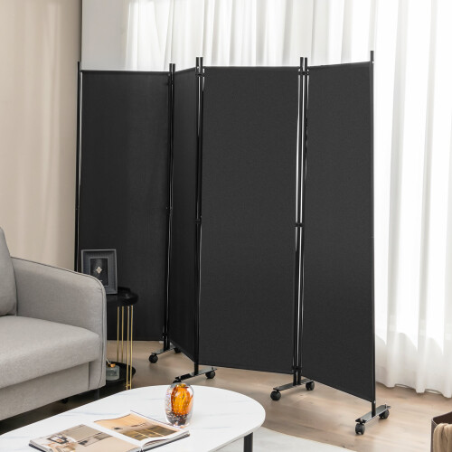 Costway 4 Panel Room Divider 172cm Tall Rolling Privacy Screens on Wheels 2