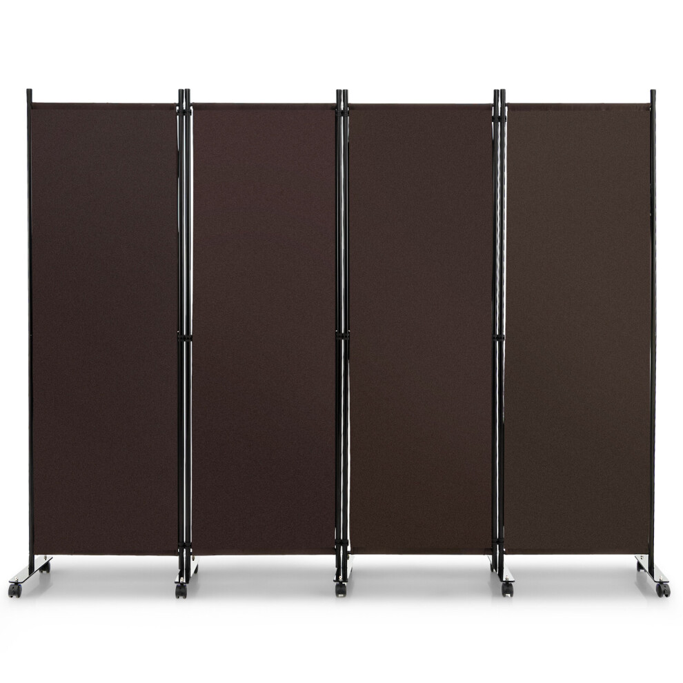 4 Panel Room Divider 172cm Tall Rolling Privacy Screens on Wheels