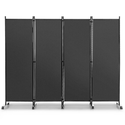 Costway 4 Panel Room Divider 172cm Tall Rolling Privacy Screens on Wheels