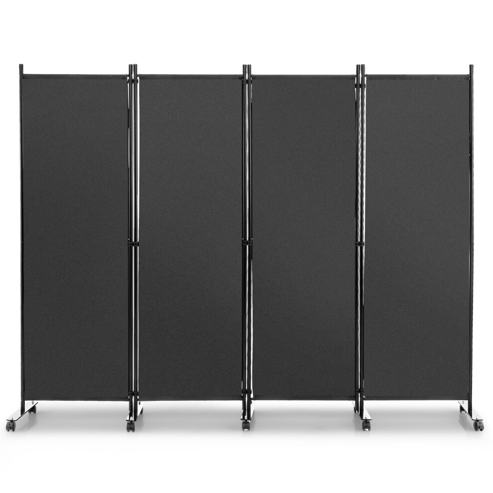 4 Panel Room Divider 172cm Tall Rolling Privacy Screens on Wheels