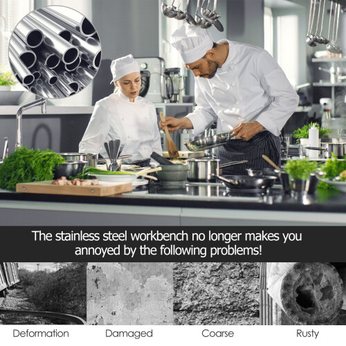 Costway Stainless Steel Rolling Work Table Catering Table Kitchen Prep Table 1