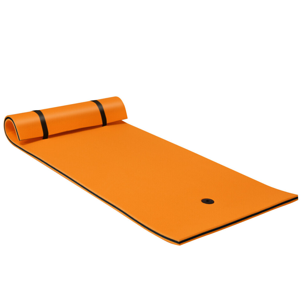 Costway Floating Water Mat Swimming Pool Float Pad W/ Rolling Pillow Design