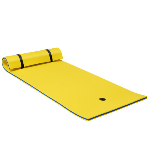 Costway Floating Water Mat Swimming Pool Float Pad w/ Rolling Pillow Design