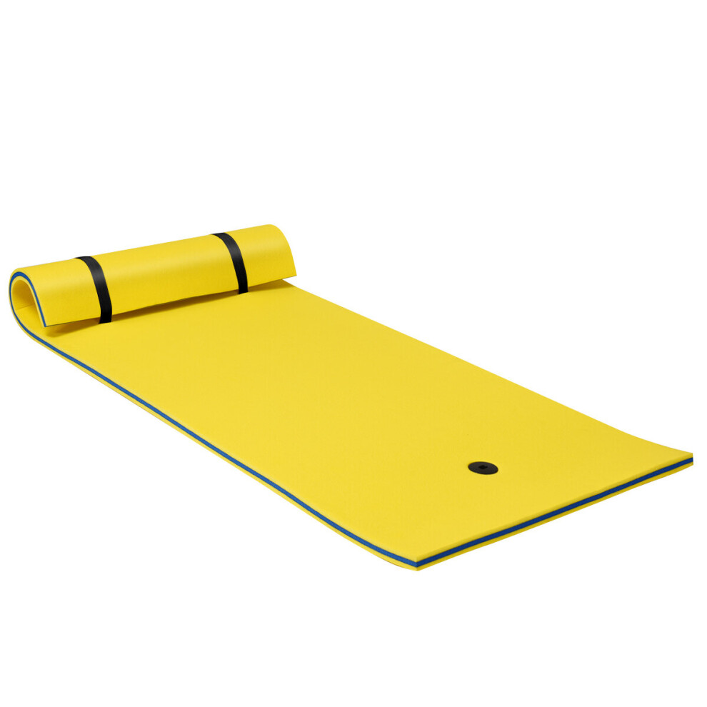 Costway Floating Water Mat Swimming Pool Float Pad W/ Rolling Pillow Design