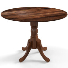 Kitchen Wooden Dining Table Round Table W/Curved Trestle Legs 4-person