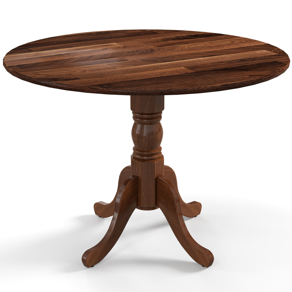 Kitchen Wooden Dining Table Round Table W/Curved Trestle Legs 4-person