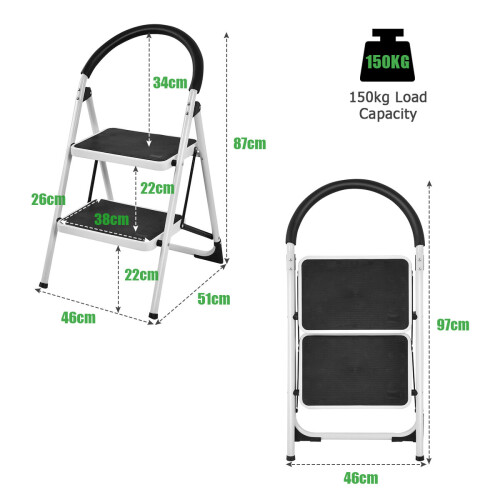 Costway 2 Step Metal Household Ladder Folding Step Stool w/ Anti-Slip Platform 1