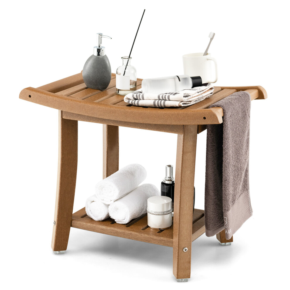 Costway Bathroom Shower Bench Waterproof Bath Spa Stool Non-Slip Storage Bench