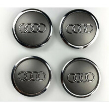 4 AUDI Silver Grey WHEEL CENTER HUB CAP 69MM EMBLEM FOR A3 A4 A6 A8 TT