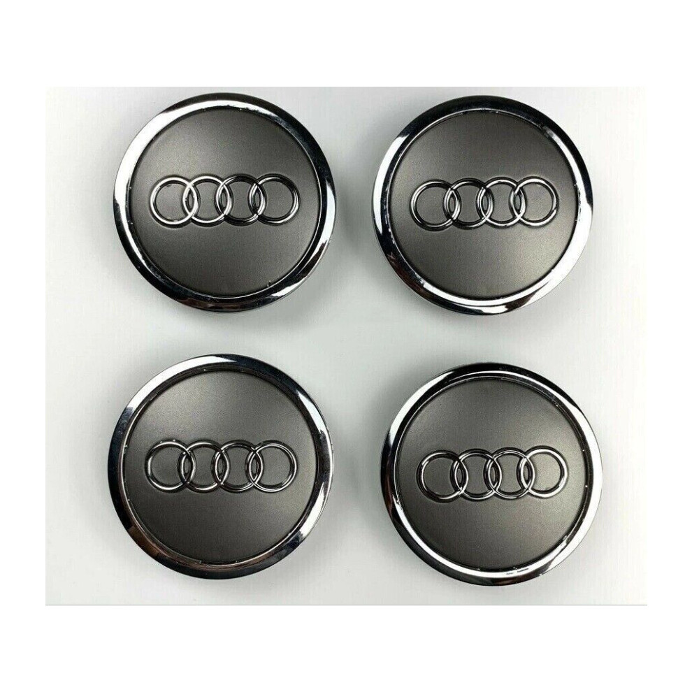 4 AUDI Silver Grey WHEEL CENTER HUB CAP 69MM EMBLEM FOR A3 A4 A6 A8 TT