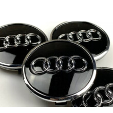 Set Of 4 BLACK Audi Alloy Wheel Hub Centre Caps 61mm
