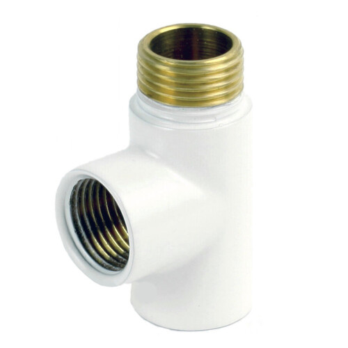 (White) Dual Fuel Chrome & Black T-Piece Adapter