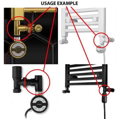 (White) Dual Fuel Chrome & Black T-Piece Adapter 1