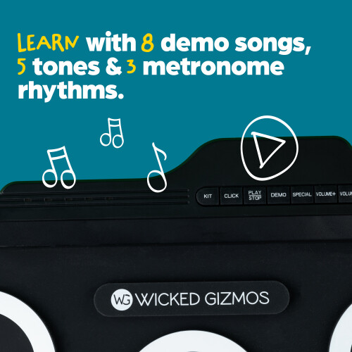 WICKED GIZMOs 7-Pad Portable Foldable Roll Up Drum Kit 2