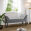 Living And Home (Grey) Velvet Buttoned Bench with Black Wood Legs 2