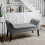Living And Home (Grey) Velvet Buttoned Bench with Black Wood Legs 3