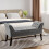 Living And Home (Grey) Velvet Buttoned Bench with Black Wood Legs 1