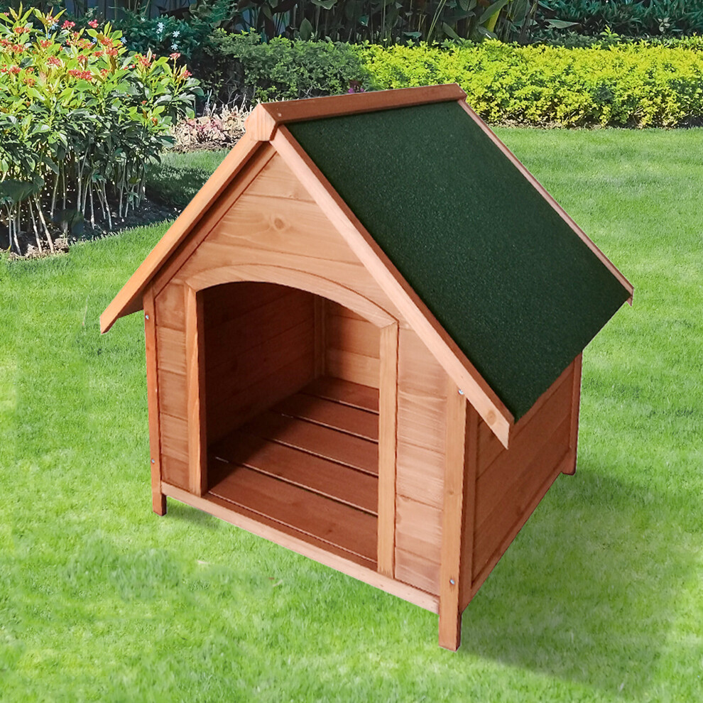 Wood Outdoor Dog House Pet Shelter Kennel Small Medium Sized Dogs Roof