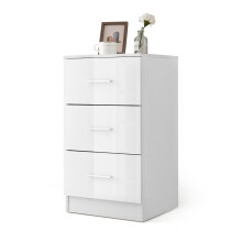 White 3-Drawer Chest Storage Cabinet - Freestanding Nightstand, Engineered Wood with Anti-Tip Safety