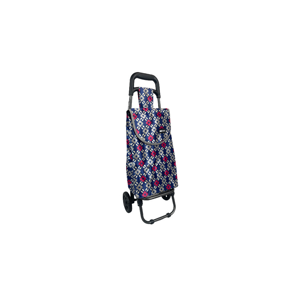 (Navy Flowers) Hampton&Stewart Luggage Folding Shopping Trolley