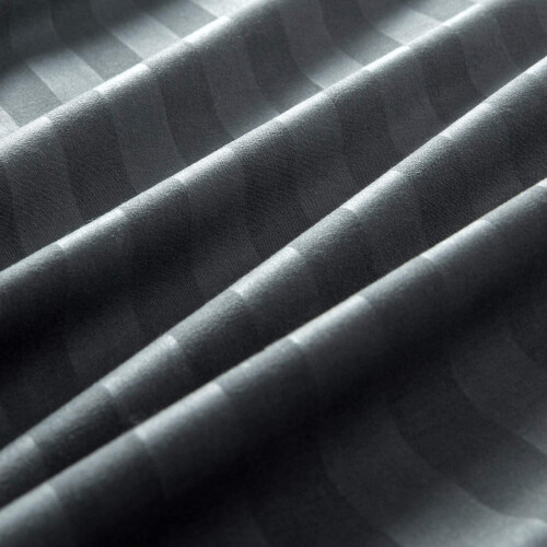 (Charcoal) Stripe Duvet Quilt Cover King Size Bedding Set 1