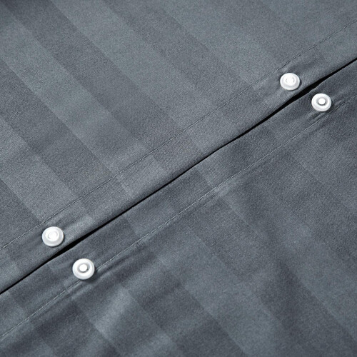 (Charcoal) Stripe Duvet Quilt Cover King Size Bedding Set 2