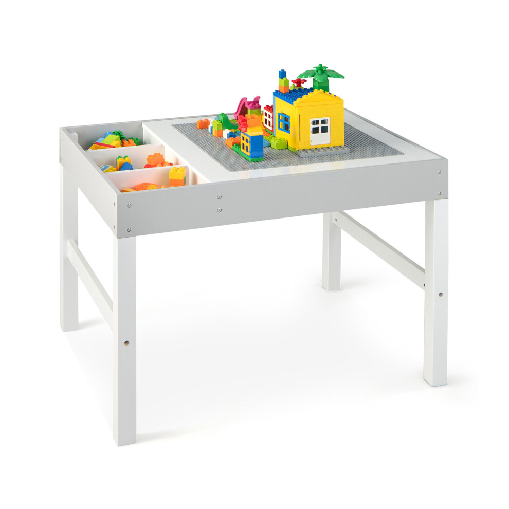 3-in-1 Kids Activity Table Wooden Child Building Block Desk w/ Drawers