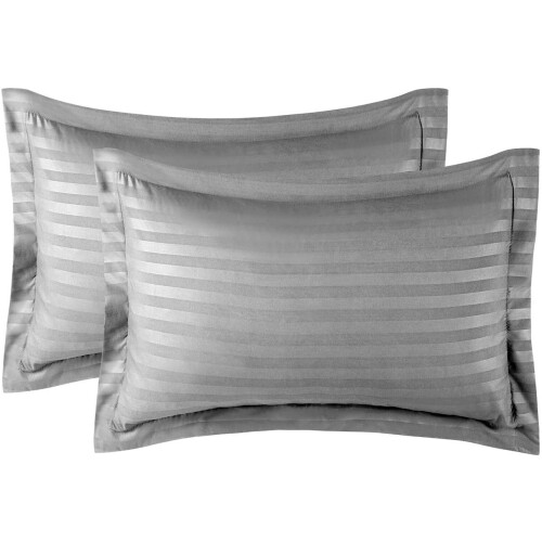 (Grey) Stripe Duvet Quilt Cover King Size Bedding Set 1