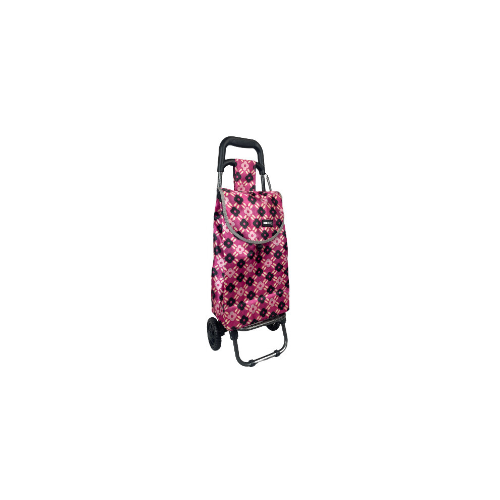 (Pink Flowers) Hampton&Stewart Luggage Folding Shopping Trolley