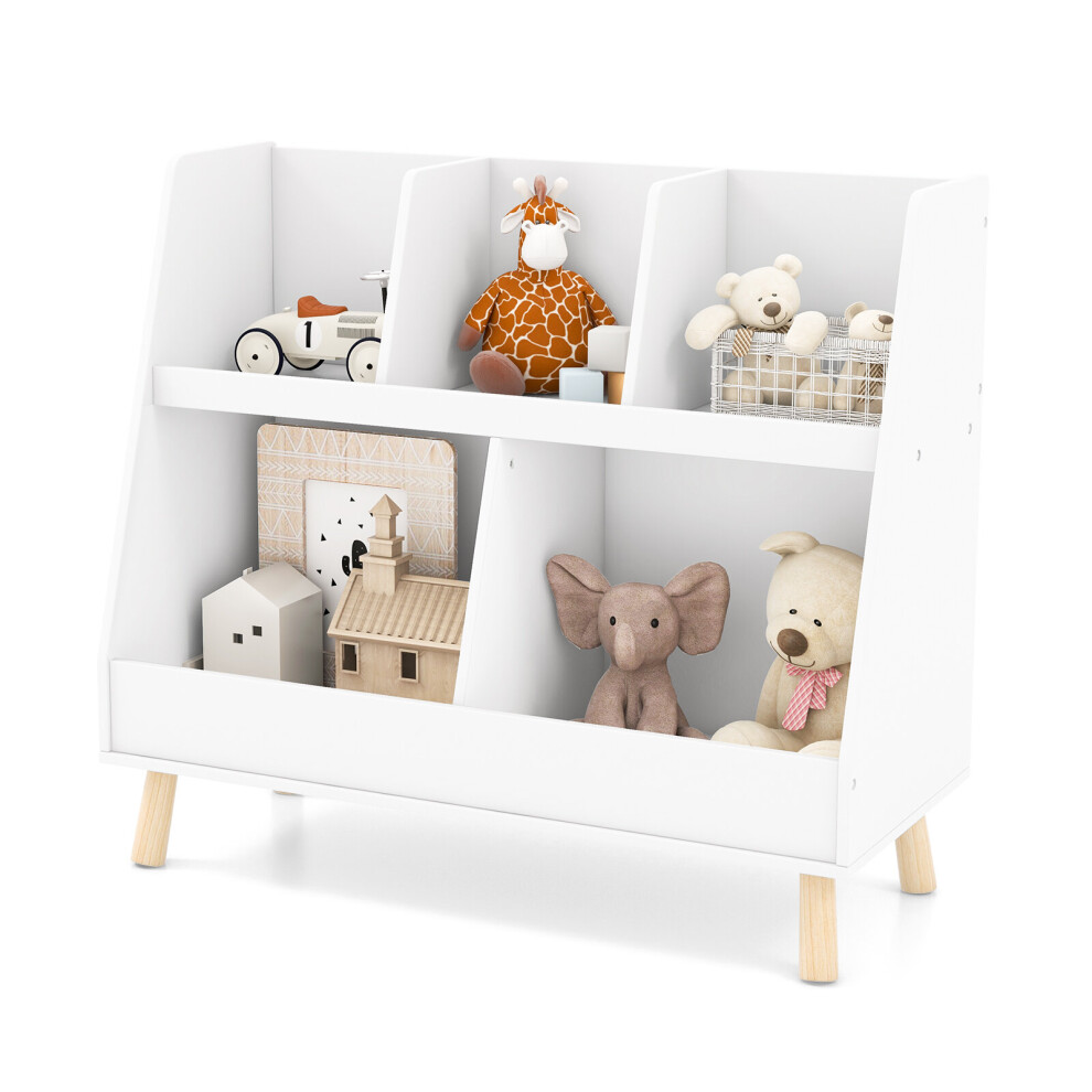 5-Cubby Kids Toy Storage Organizer Wooden Childrens' Bookcase Cabinet