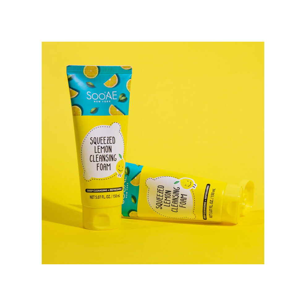 Squeezed Lemon Cleansing Foam 150ml,Daily Face Wash Vitamin C Facial Cleanser