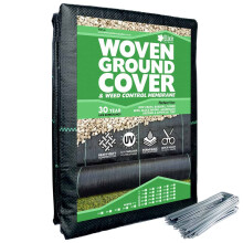 (4m, 4m) Woven Ground Cover/Weed Control Landscaping Membrane with Steel Staples