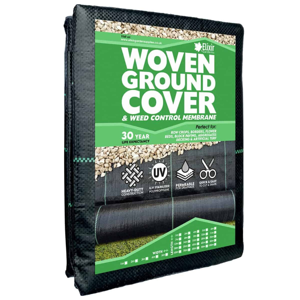 (1m, 15m) Woven Ground Cover/Weed Control Landscaping Membrane