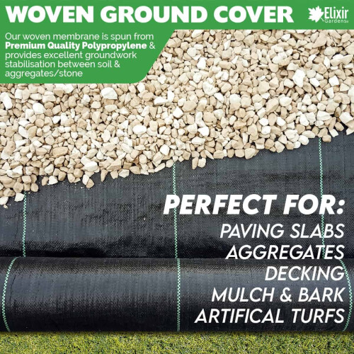 Elixir Garden Supplies (4m, 3m) Woven Ground Cover/Weed Control Landscaping Membrane 1