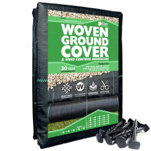 (3m, 7m) Elixir Gardens | Woven Ground Cover / Landscape fabric | Weed control + Pegs