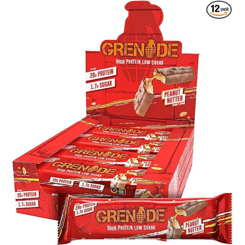 Grenade Grenade High Protein, Low Sugar Bar - Peanut Nutter, 12 x 60 g
