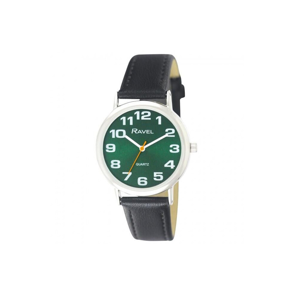 Ravel Unisex Classic Green Dial Black Strap Watch R0105.48.1