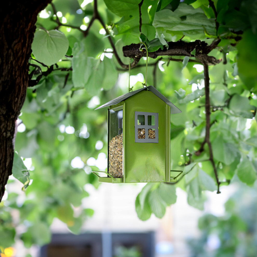 Beach Hut Bird Seed Feeder Hanging Feeding Small Birds Food House