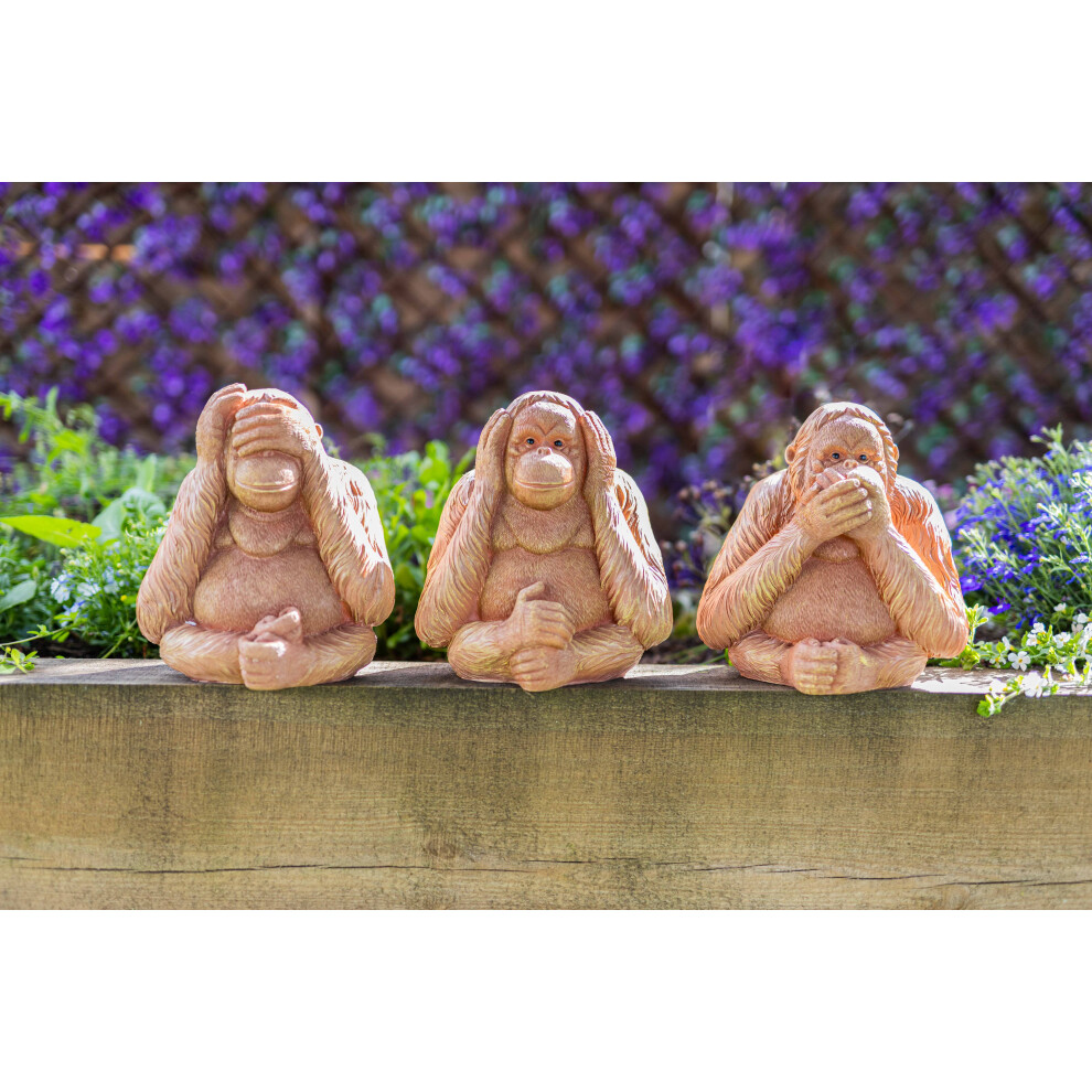 3Pc Wise Monkeys Stone Effect Garden Ornaments