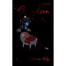 New Baby Grandson Embellished Baby Boy Greeting Card Words To Cherish Cards