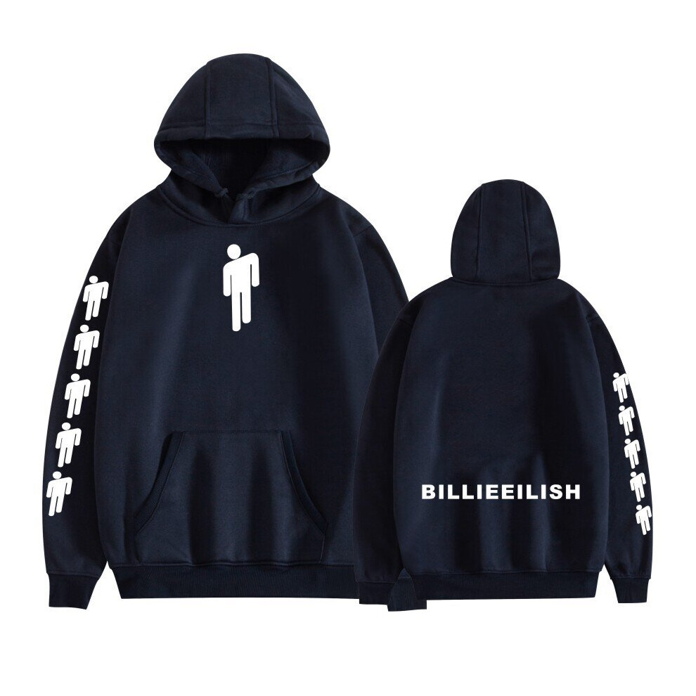 (Navy, L) Casual Unisex Hooded Sweatshirt Billie Eilish for Pullover Hoodie for Men Women